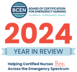 BCEN 2024 Year in Review cover highlighting excellence, achievement, and impact in emergency nursing, with a focus on helping certified nurses thrive.
