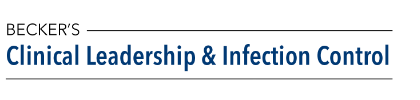 Logo for Becker's Clinical Leadership & Infection Control, featuring the publication name in blue and black text on a light background with a horizontal line.