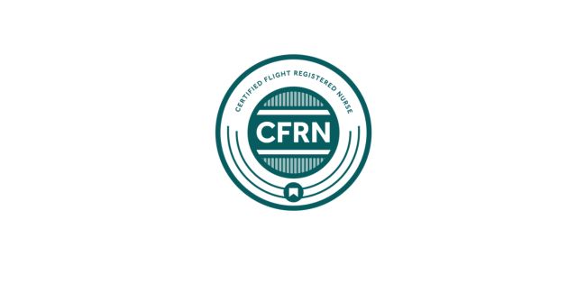 Circular logo with the text "Certified Flight Registered Nurse" and "CFRN" in the center, featuring a stylized badge and lines.