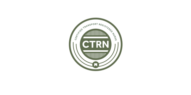 Green and white circular logo with the text "Certified Transport Registered Nurse" and the acronym "CTRN" in the center.