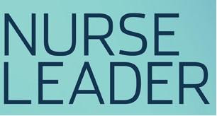 Text reading "Nurse Leader" in large, bold, dark blue letters on a light blue background.