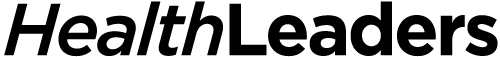 HealthLeaders logo in bold black text on a light background.