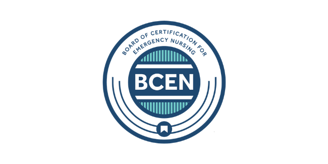 Board of Certification for Emergency Nursing (BCEN) logo featuring a circular design with blue and green accents and bold text in the center.