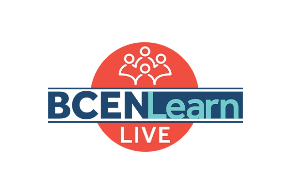 Logo with the words "Learn LIVE" over a red and blue background, featuring an icon of four people at the top—ideal for promoting nursing scholarships and educational opportunities.