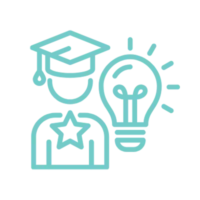 A simplified teal icon depicting two overlapping human silhouettes, one in front and one partially behind.