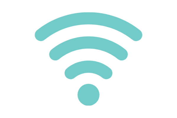 Four horizontal, aqua-colored brush strokes stacked with gaps on a plain white background.