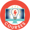 Circular icon with a computer monitor displaying a light bulb with a red lightning bolt inside—representing BCEN volunteer subject matter expert (SME) insights. The word "COURSES" is written at the bottom.