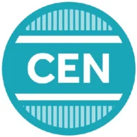 Teal circular logo with the white letters "CEN" in the center, bordered by horizontal white lines and vertical teal stripes at the top and bottom.